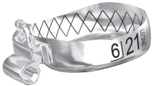 Close-up: the etched pattern inside the band and the size marking outside